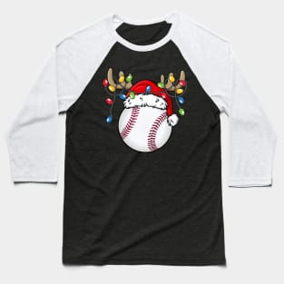 Baseball With Santa Hat Reindeer Antlers Christmas Lights Baseball T-Shirt